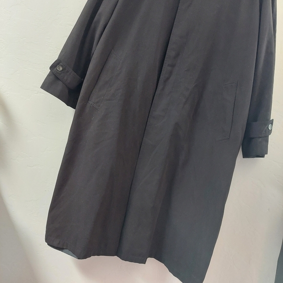Ralph Lauren Black Trench Coat Vintage Size 44R Men Wool Liner Microfiber Soft - Picture 14 of 15
